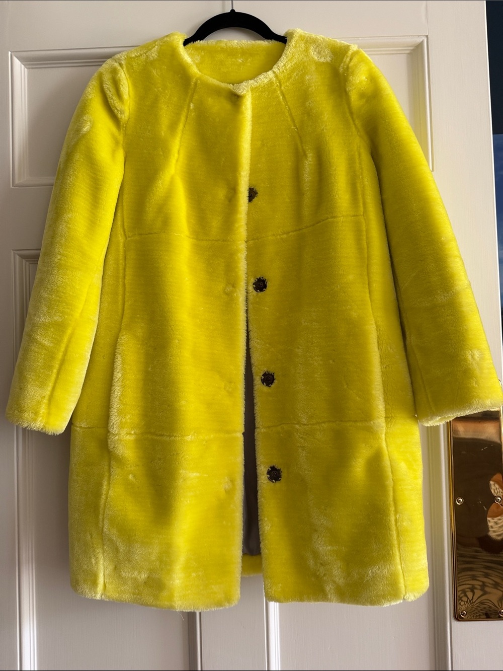 Topshop Neon Yellow Faux Fur Coat